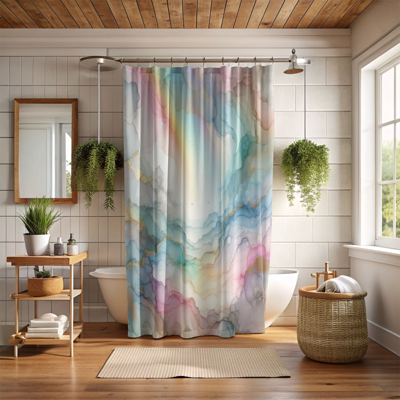 Rideau de douche standard 1 pièce Rainbow Glow Dream, H 74 po x l 71 po