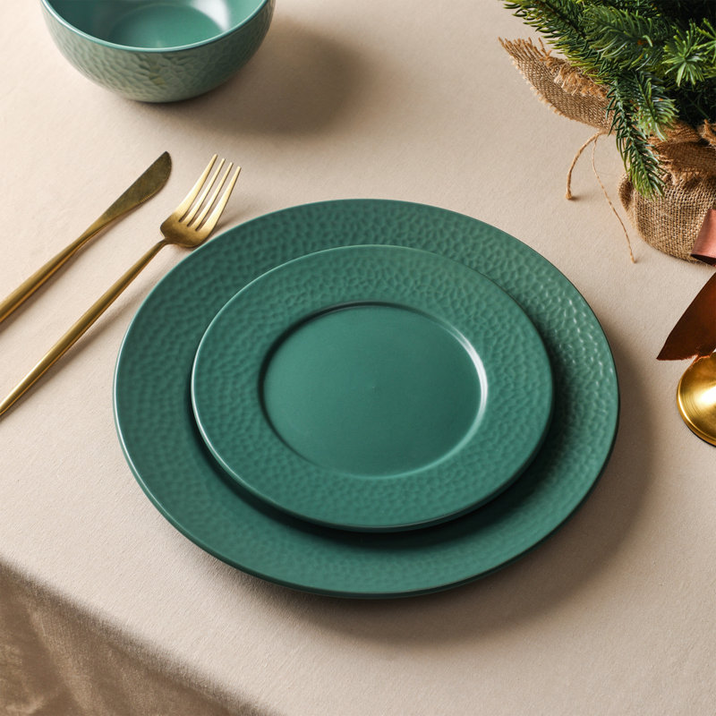 Stone Lain Topaz 24-Piece Dinnerware Set Stoneware, Green
