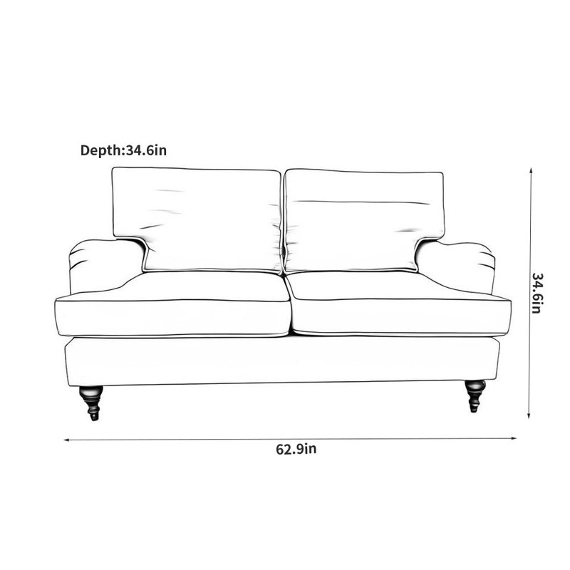 Modern Casual Fabric Sofa, Light Blue