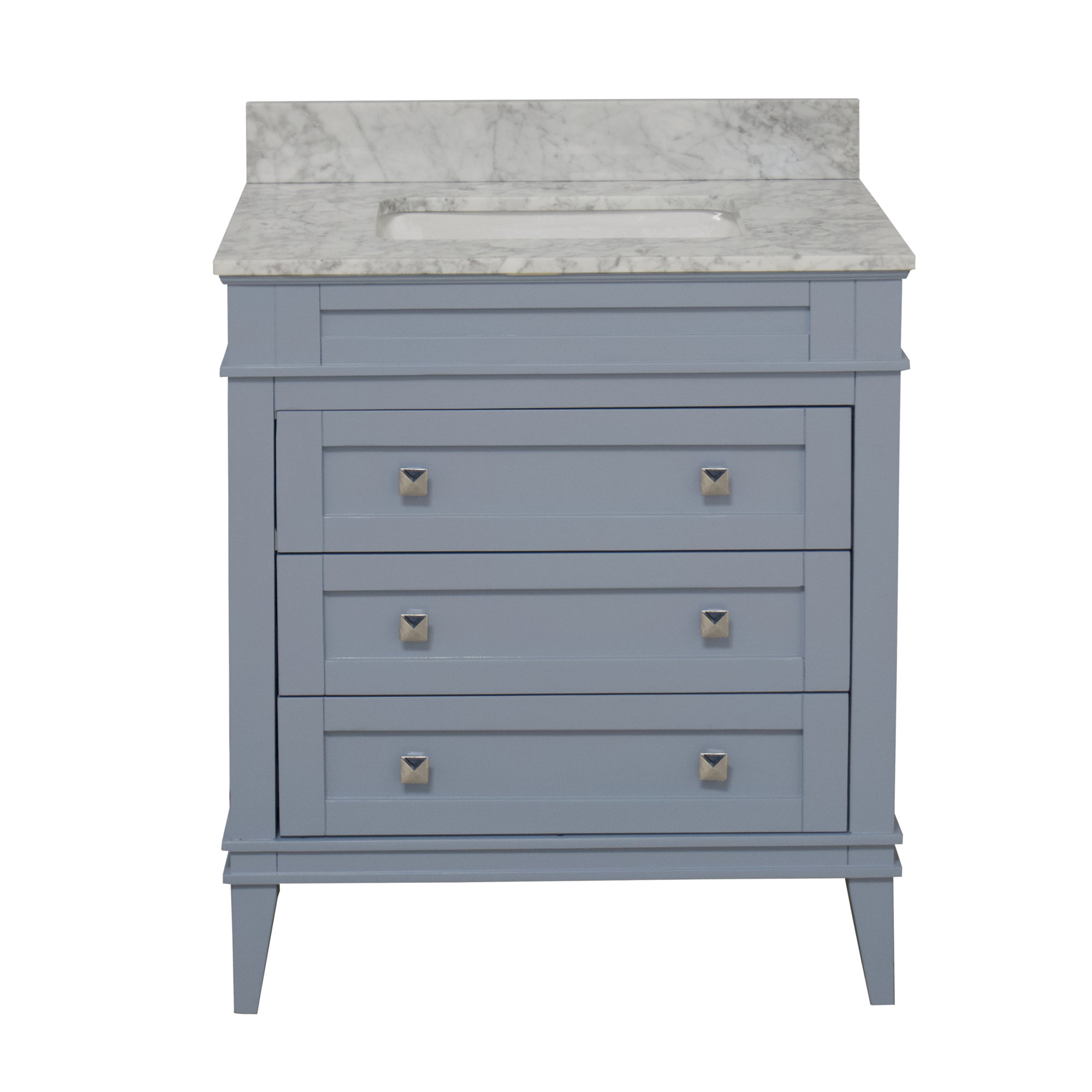 Frankfurt 30'' Single Bathroom Vanity, Carrara Marble, Powder Blue