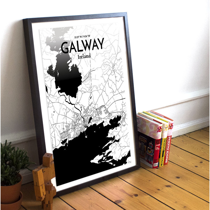 Galway City Map - No Frame Print, 50.8cm H x 40.6cm W x 0.13cm D