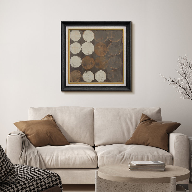 «Brown and White Circular Pattern Abstract», reproduction d'art sur papier encadrée, Cadre noir de qualité supérieure
