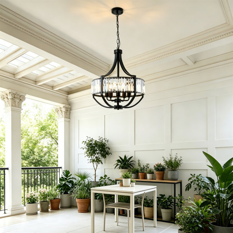 Luminaire suspendu cylindrique en cristal noir mat 19,69 po avec chaîne réglable pour vestibule de salle à manger 5 lumières
