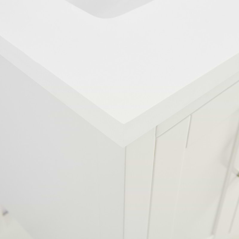 Sheraton 24" Freestanding Standard Single Bathroom Vanity with Top, Brushed Nickel, White