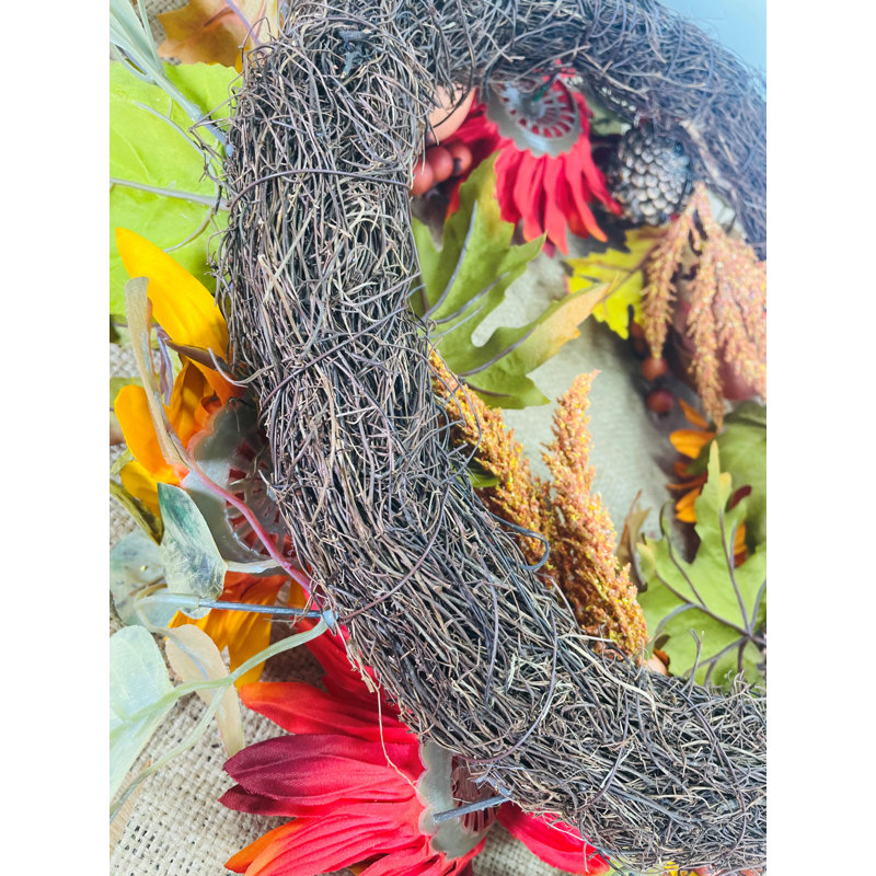 Faux Sunflower Polyester 22'' Wreath