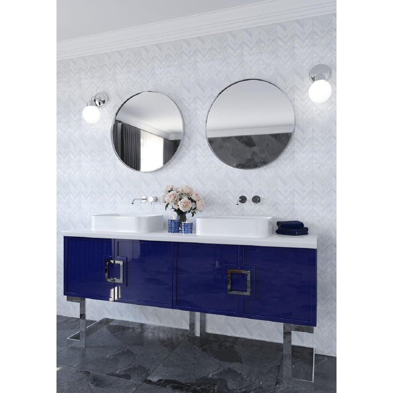 12" x 12" Natural Stone Marble Look Mosaic Wall & Floor Tile