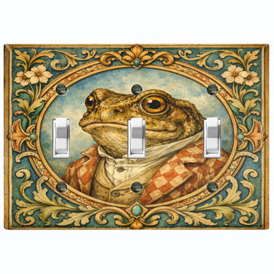 Metal Light Switch Plate Cover; US Standard Size 2 Gang Toggle - Fancy Frog