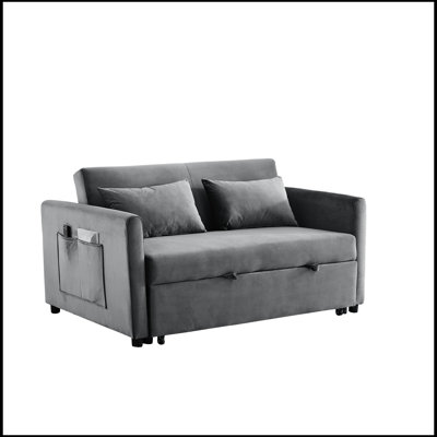 Wiegert 53.94'' Velvet Rolled Arm Loveseat, 3-in-1 Versatile Sofa with Pullout Bed -  Mercer41, 1452FB3AB7584522A53DF8CF2BF6B4BF