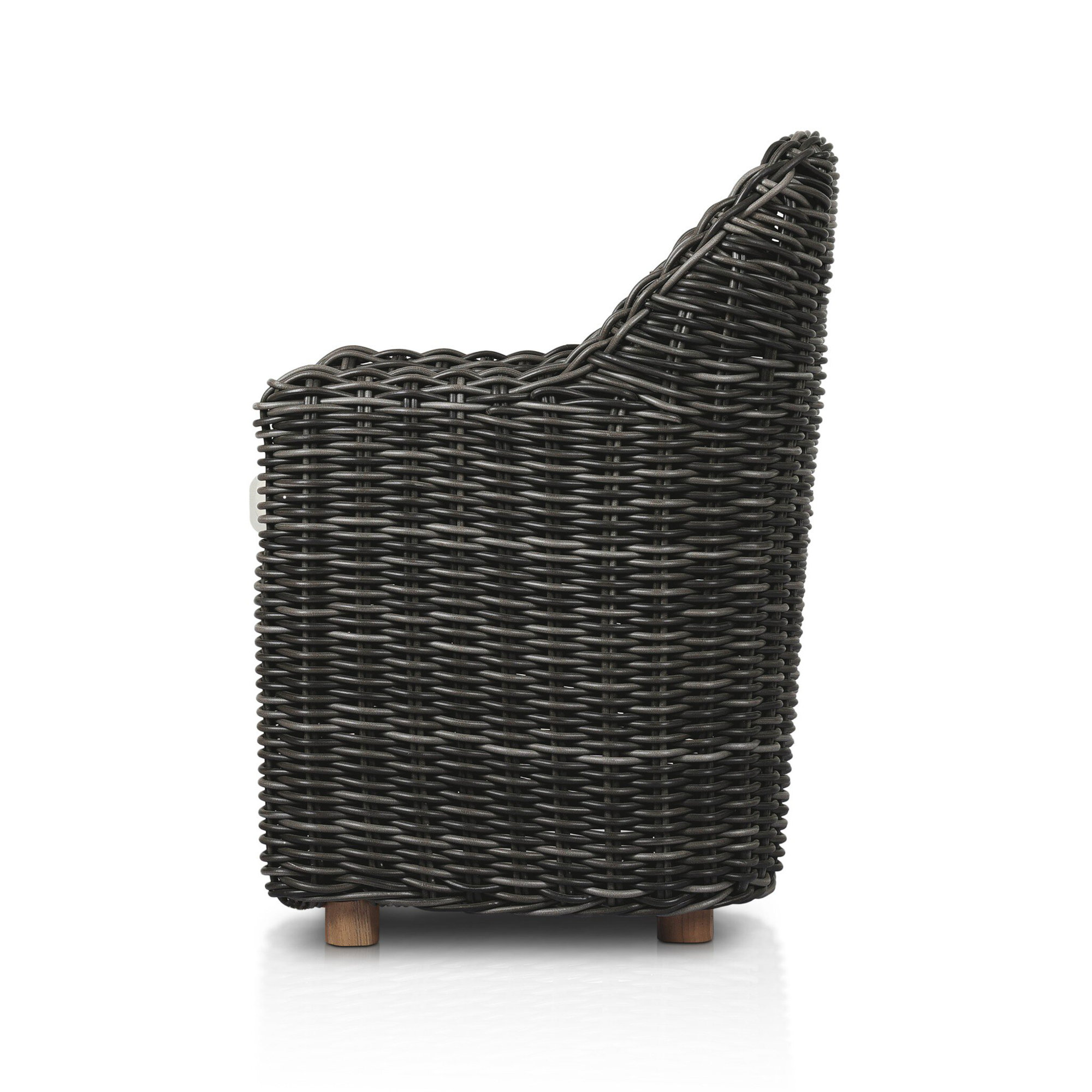 Teak Wicker Premium All-Weather Wicker Outdoor Dining Armchair with Cushion, Chunky Charcoal