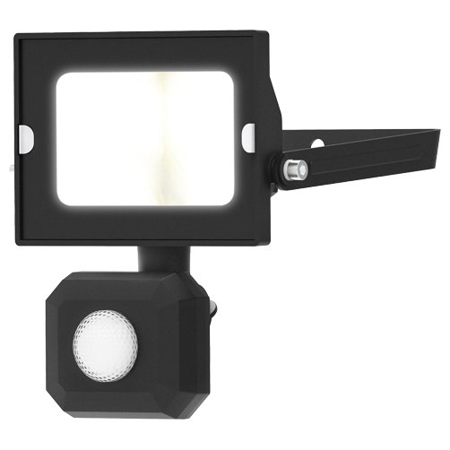 Motion Sensor Floodlight (Black) 850lm IP65 Rated Compact LED Integrated 10W Flood Light - 4L2/1014