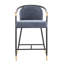 Tabouret de comptoir rembourré bleu marine de 26 po de hauteur - structure en métal, conception simple, assise confortable de 2 tabourets avec garniture dorée d'aspect moderne, assemblage rapide