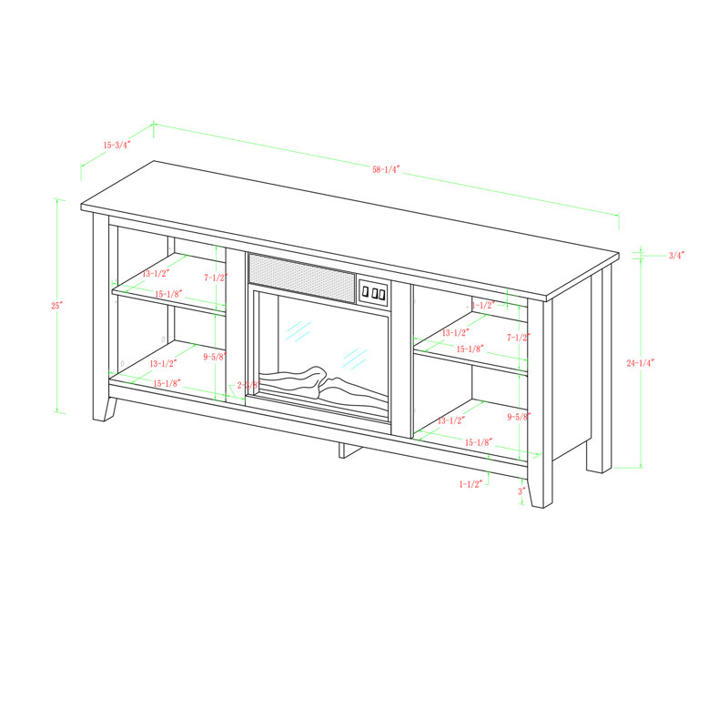 Dorset Unfinished TV Stand Fireplace for TVs up to 65" with Fireplace Included, White Oak