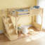 Lit mezzanine simple en bois massif avec garde-robe intégrée, rangement et tablettes à côté, garde-corps pleine longueur, escalier, aucun sommier nécessaire, naturel-1606284640-1606284643