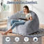 Fauteuil à billes ergonomique en fausse fourrure avec accoudoirs - Canapé de jeu en mousse viscoélastique de 47 po, support robuste de 400 lb, gris