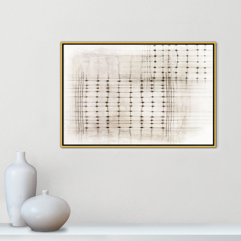 «Intersecting Lines in Quiet Neutralité II», version paysage par , Toile avec cadre, Flotteur doré, L 37,5 po x H 25,5 po
