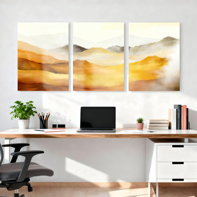 Abstrait paysage de montagne, reproduction de peinture à l'huile sur toile tendue, ensemble de 3 pièces pour salon, chambre à coucher, décoration intérieure