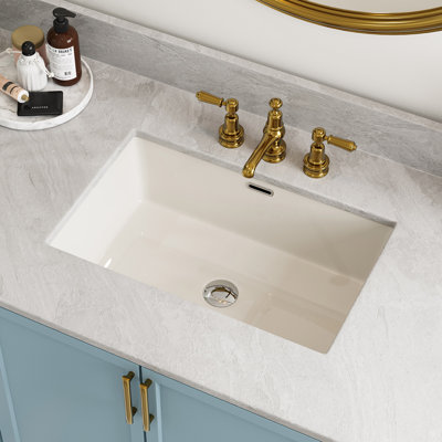  Lavabo de salle de bain encastré en céramique blanche avec trop-plein 23,60 po x 15,55 po ClarityPure