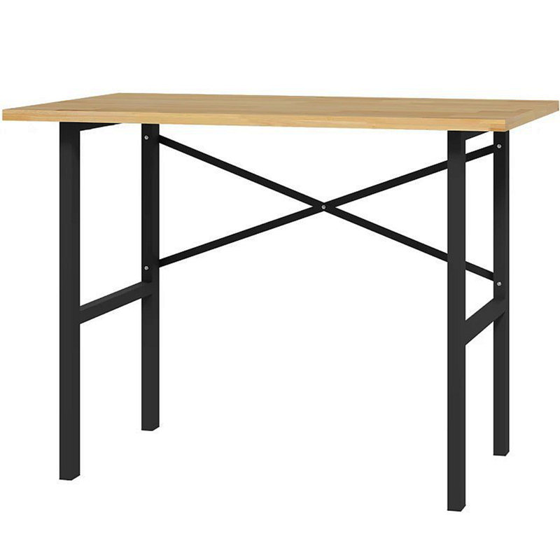 Garage Table With X Bar Support And Natural Tabletop