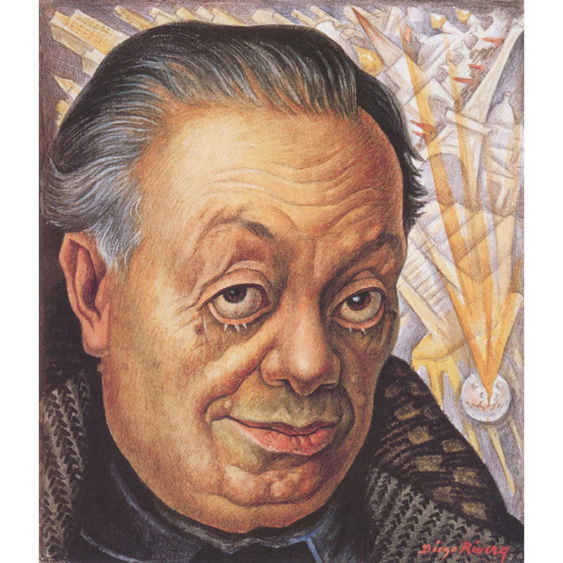 Autoportrait, 1949 par Diego Rivera, toile tendue avec châssis, H 24 po x l 17 po