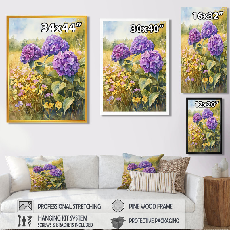 Hobson - Floral Wall Art Prints, H 44 po x l 34 po, Noir, noir, noir, noir, Reproduction encadrée d'une seule photo