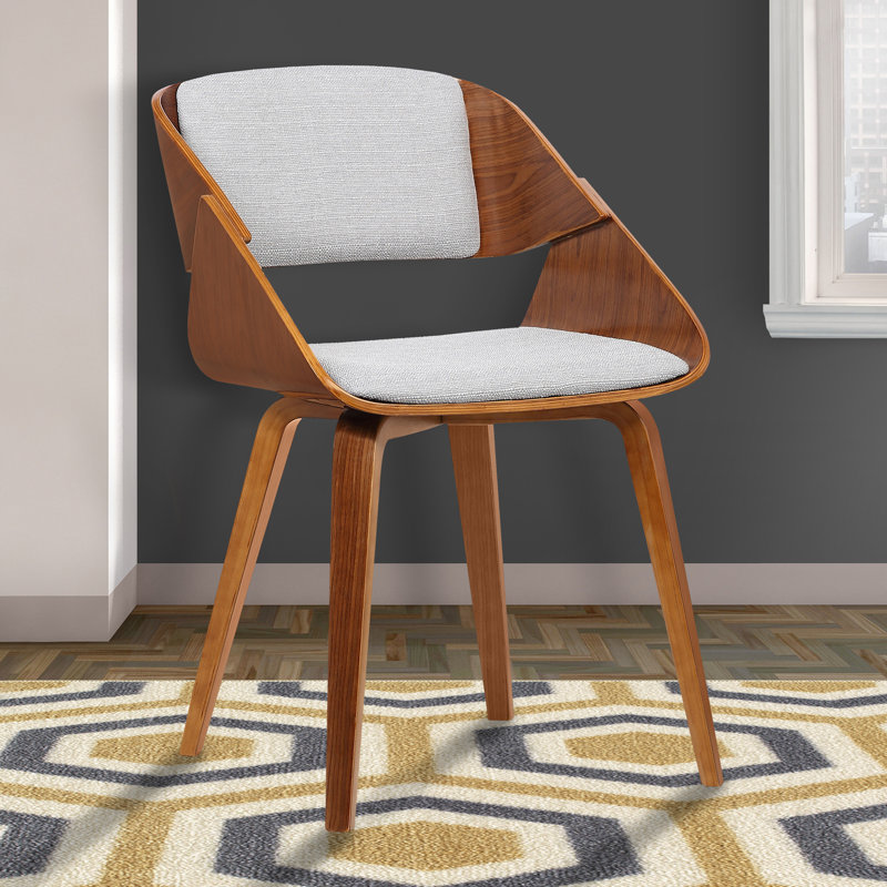 46cm H Polyester Blend Upholstered Slat Back Side Chair, Grey