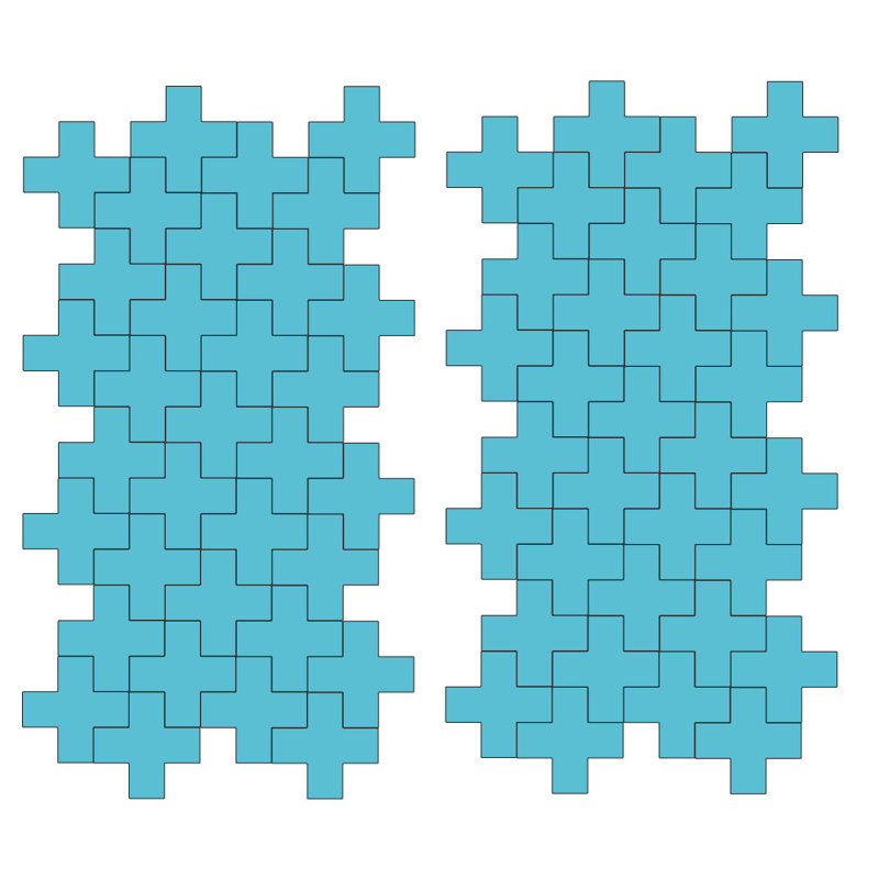 Décalcomanie murale à motifs croisés suisses, H 3 po x l 3 po x P 0,01 po, Bleu geyser