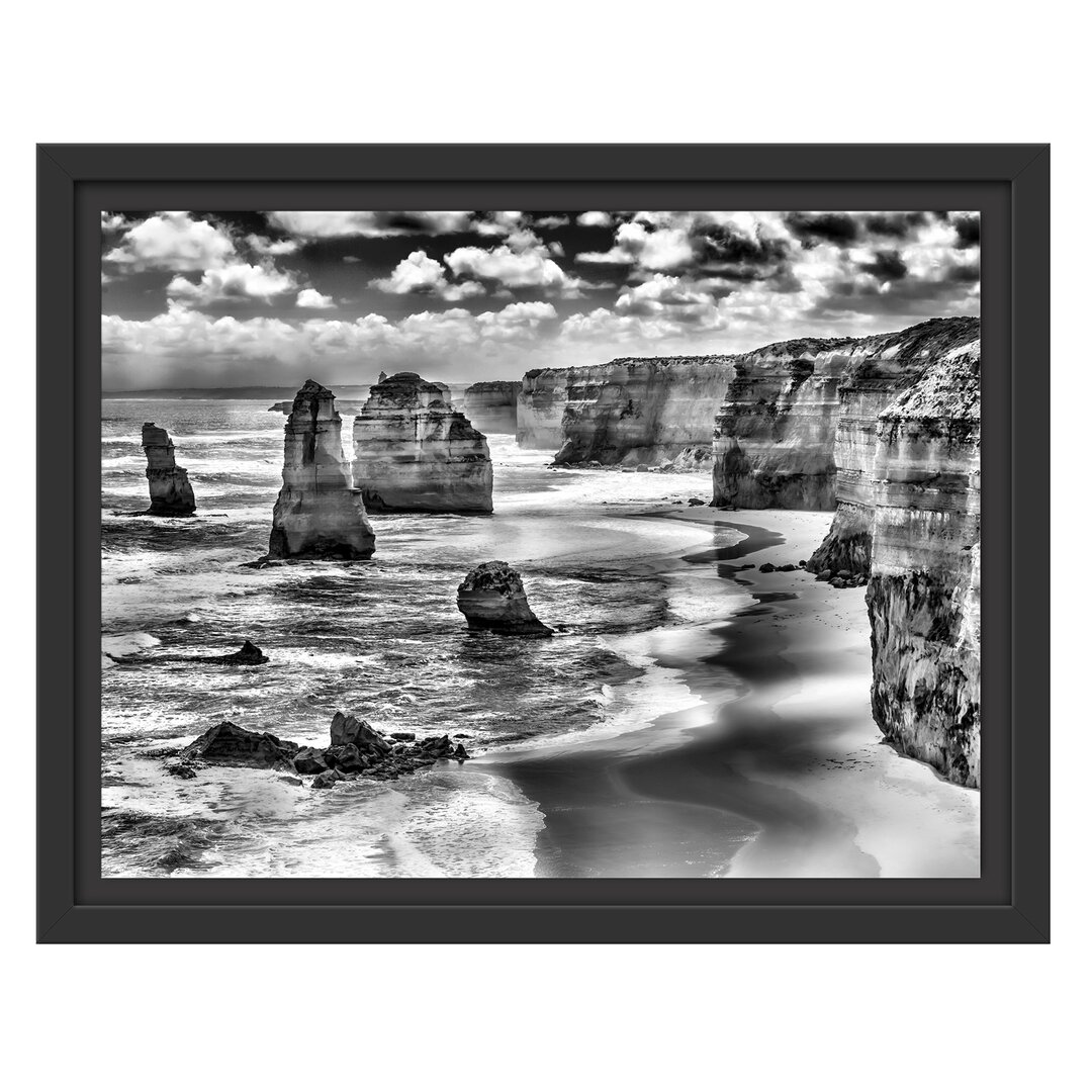 Gerahmtes Wandbild Meer klippe küste Steine Strand