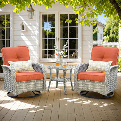 Heshum 3 Piece Rattan Seating Group With Cushions