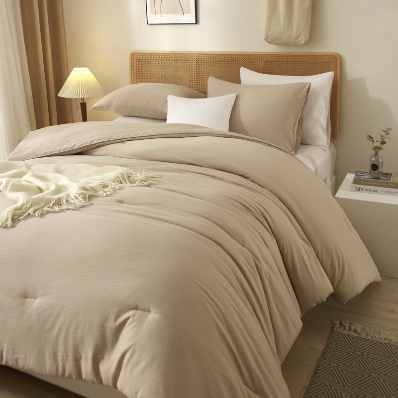  Ensemble d'édredon en microfibre toutes saisons 3 pièces 90g, Édredon pour très grand lit + 2 très grandes ta, Kaki