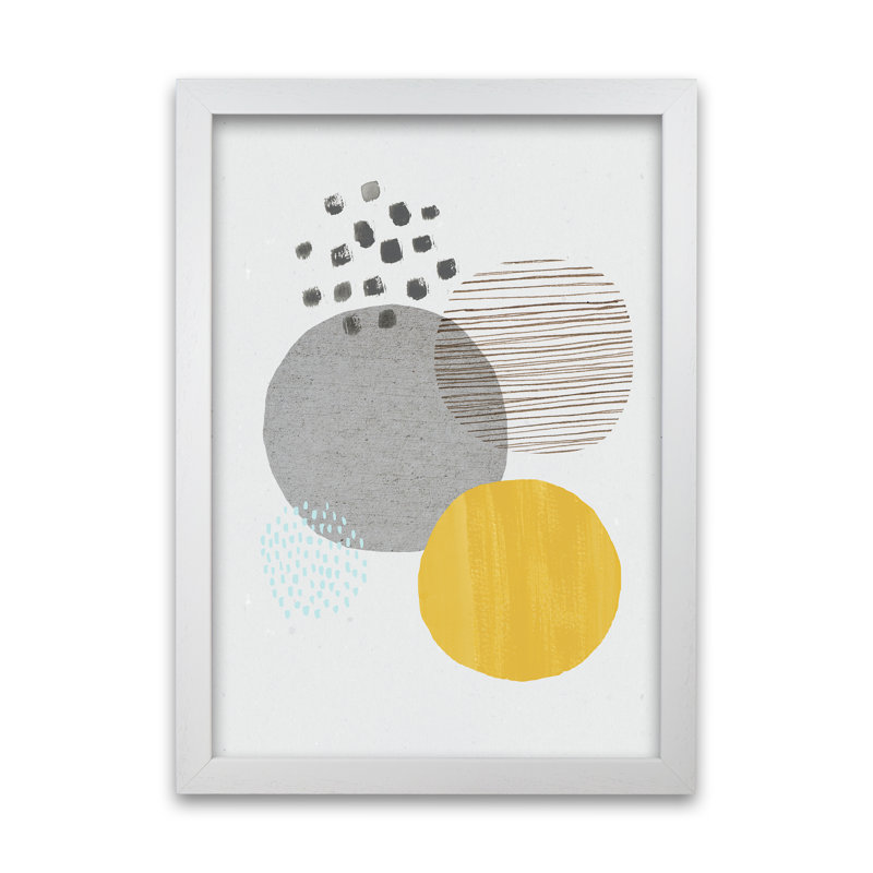 Abstract Mustard And Grey by Laura Irwin - No Frame Print, 59.4cm H x 42cm W x 3cm D, White Framed