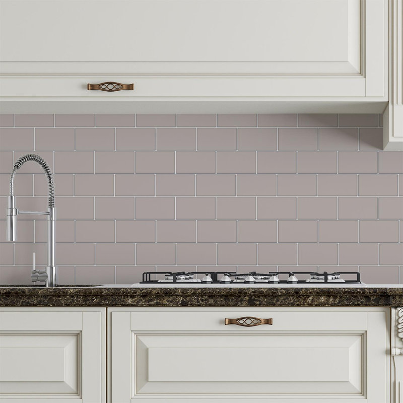14cm W x 28cm L Aluminum Peel and Stick Subway Tile, Grey