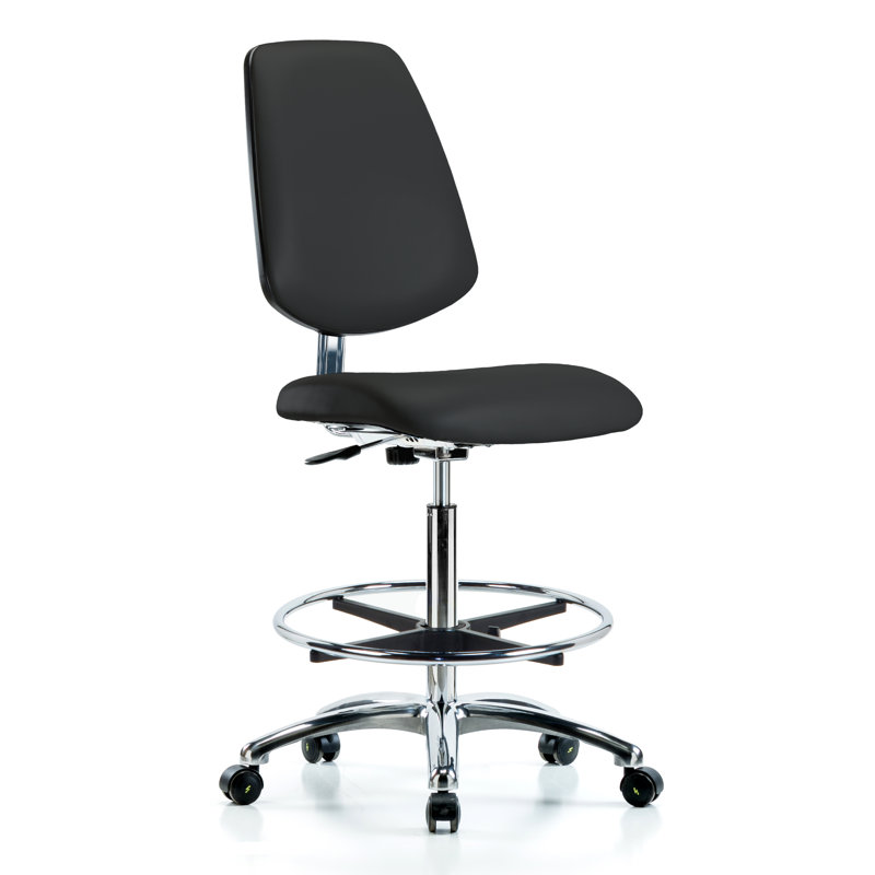 Chaise de dessin Yvette, Vinyle noir antistatique, Roulettes antistatiques