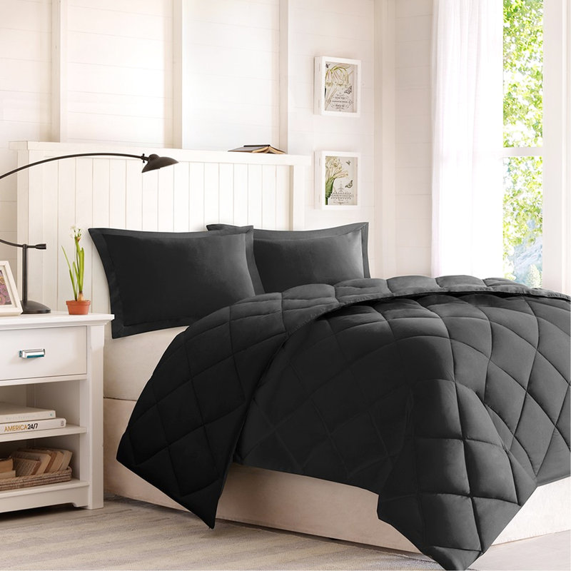 Édredon très grand 3M - noir, réversible, diamant, duvet synthétique, 2 taies décoratives, détachant, éblouissant, chaleureux et confortable