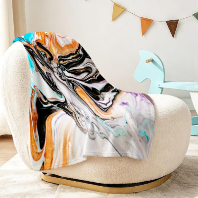 Gold Ultra Soft Flannel Fleece Throw Blanket,Marble Style Beautiful Single-Sided Print