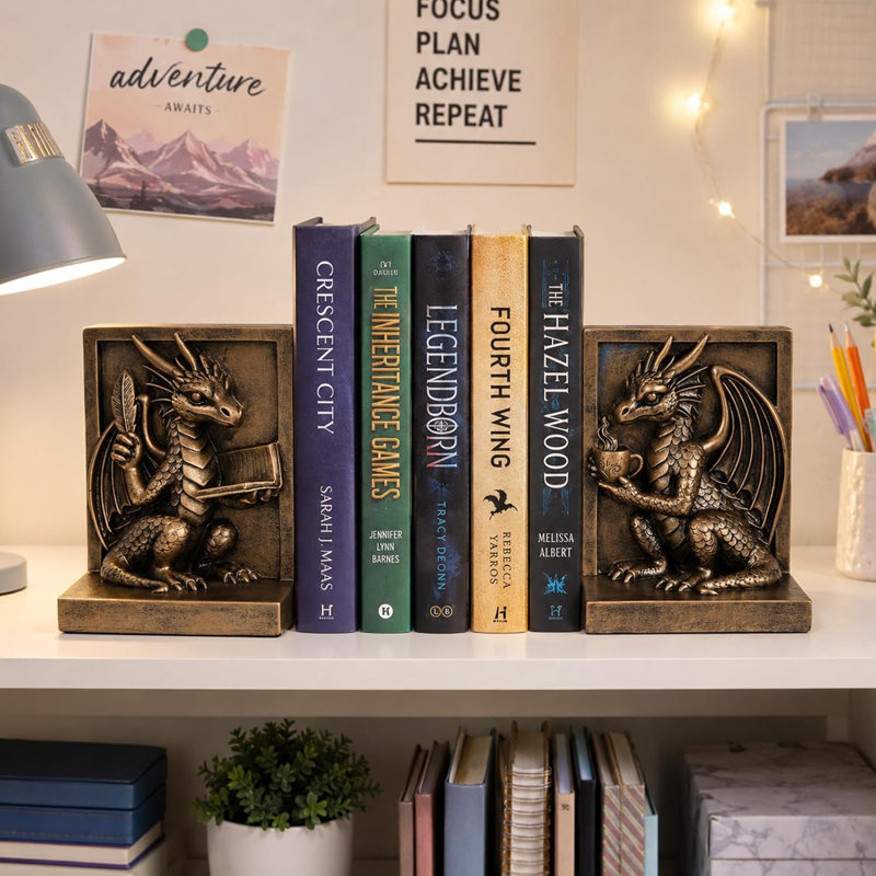 Serre-livres dragon en résine, ensemble de 2