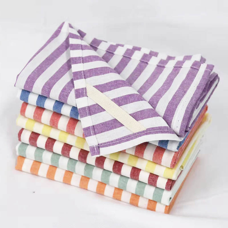 Cotton Stripe Jacquard Tea Towel Kitchen Towel, Purple