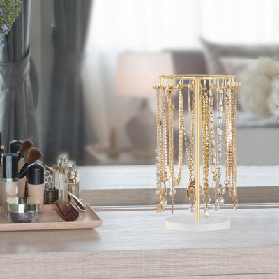 Necklace Holder Jewelry Display Stand Necklace Organizer (Gold)