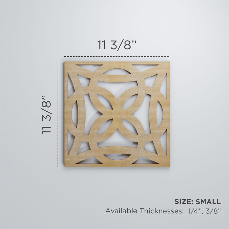 Baytown Decorative Fretwork Wood Wall Panels, Alder, 15 3/8"H x 15 3/8"W x 1/4"D