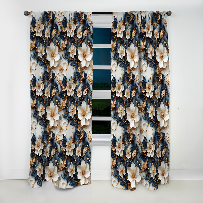 Victorien Opulence Marble Motif II - Rideau occultant en marbre marbré abstrait - 1 panneaux, L 52 po x L 95 po
