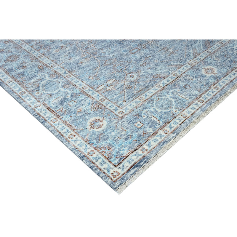 Wool Oriental Area Rug in Blue/Gray, Rectangle 8' x 10'