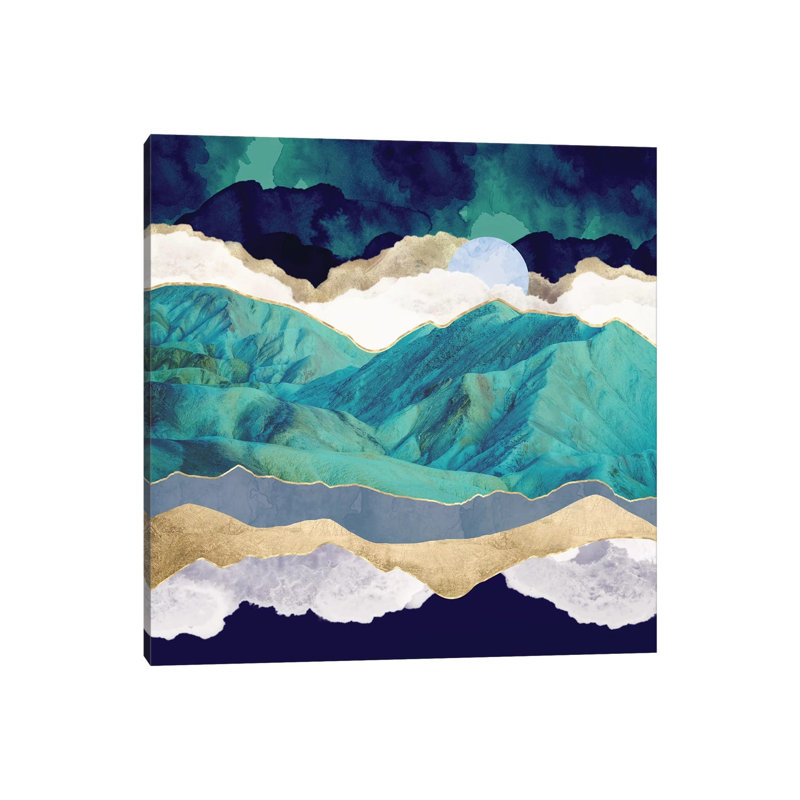 Teal Mountains - Print on Canvas, No Framed, 66.04 cm H x 66.04 cm W x 1.91 cm D