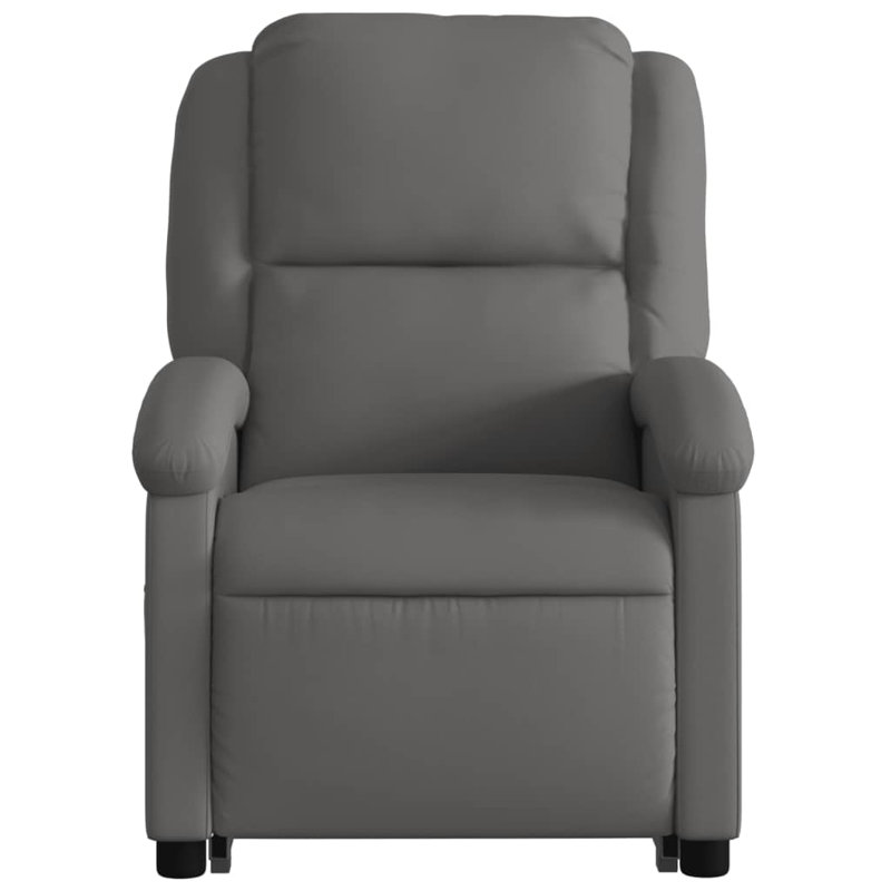 Budhram Recliner, Gray Genuine Leather, Power Lift
