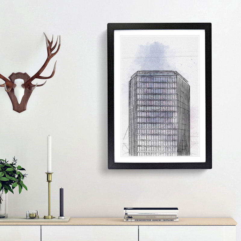 Sketching the Architecture Vol.7 - Picture Frame Drawing Print, Black Framed, 36cm H x 27cm W x 2cm D