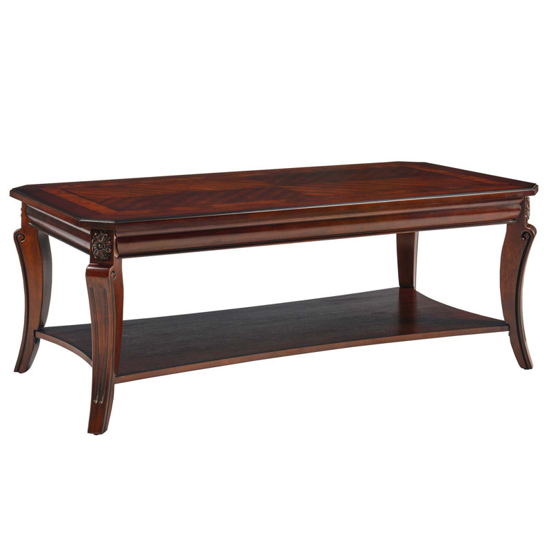 Traditional Coffee Table With Curved Legs, Wood