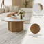 Round Faux Marble Coffee Table with Solid Wood Base - Modern Easy Assembly Living Room Coffee Table for Home Decor-996371707