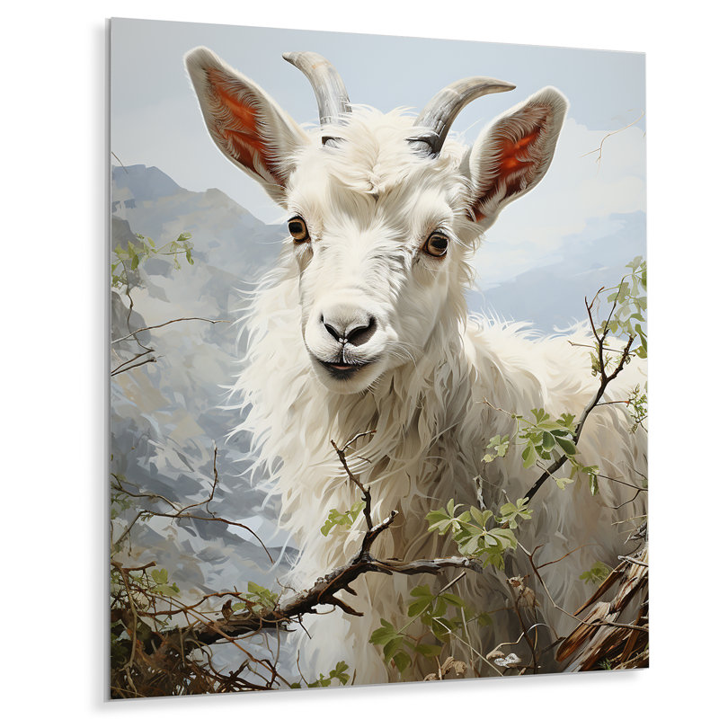 Chèvre gratification I - animaux, chèvre, art mural en métal, salon, H 40 po x l 30 po x P 1 po