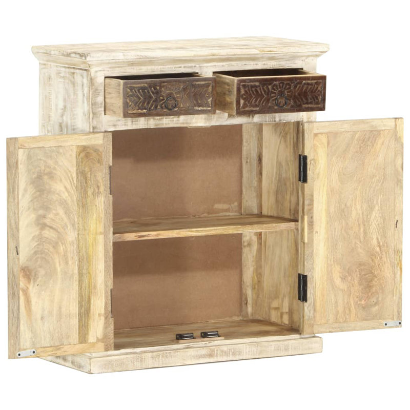 Tyreese Sideboard White 25.6" x 11.8" x 29.5" Solid Mango Wood