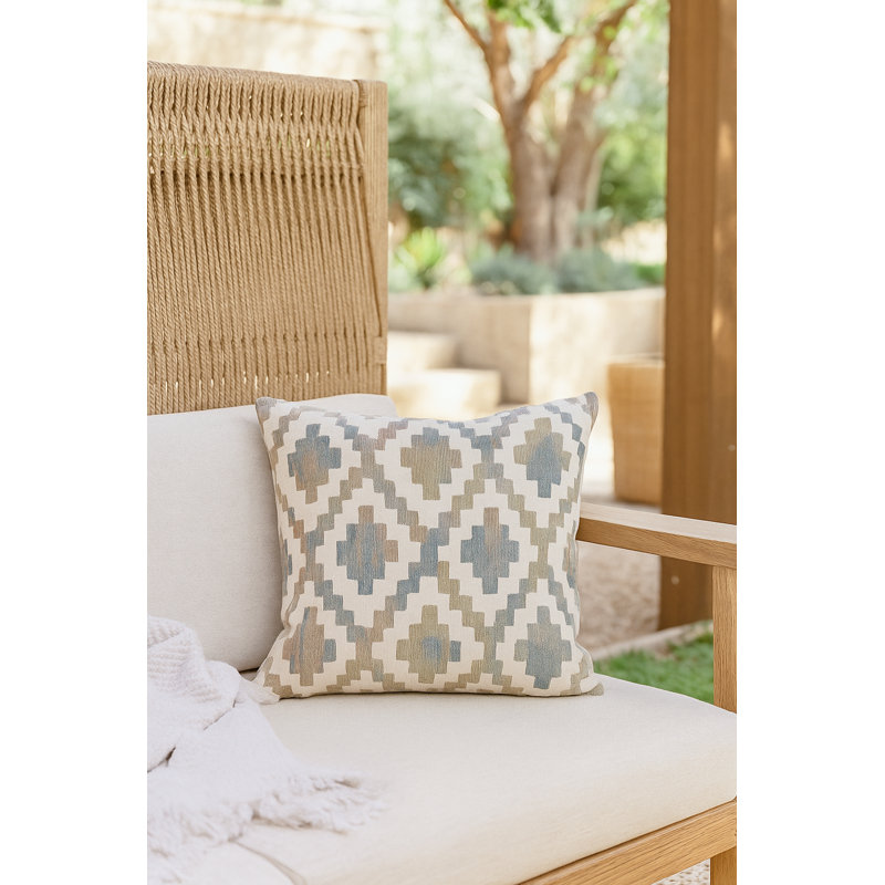 Natural Beige Terra Diamond Indoor Outdoor Pillow 24x24, Red, Square 24", Polyester