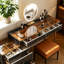 Coiffeuse moderne haut de gamme, finition similicuir grainé, meuble en panneaux multicouches de bois massif, 5 tiroirs, miroir DEL ; montage très facile-430848654-430876444