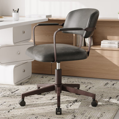 Faux Leather Task Chair with Padded Arms by 17 Stories